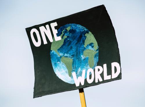 Billboard showing One World 