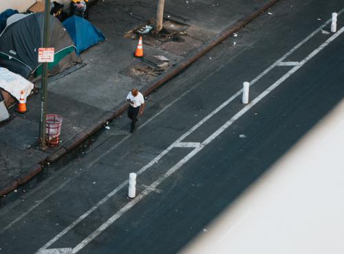 image of tents on pavement