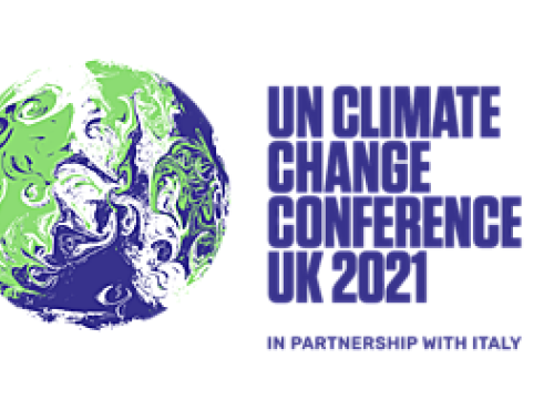 COP26 logo: UN Climate Change Conference UK 2021 in partnership with Italy