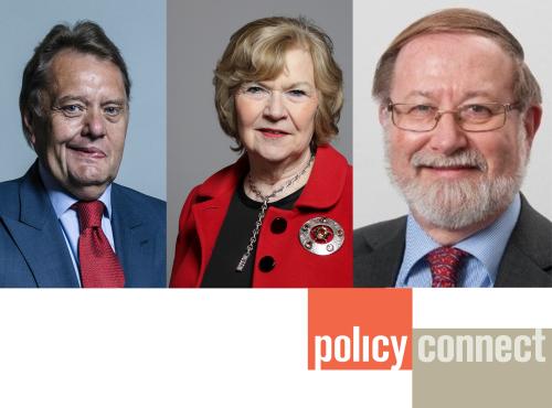 Headshot collage of Co-Chairs Sir John Hayes, Baroness Garden, and Graham Hasting-Evans