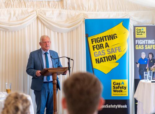 Barry Sheerman MP speaking at lectern