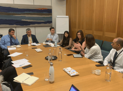 Attendees and panellists discussing energy security at roundtable in Portcullis House