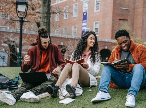 Image of students on university grounds