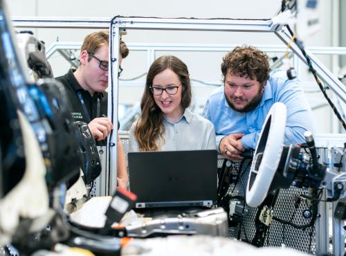 students in an engineering lab