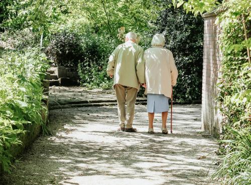 Old couple walking