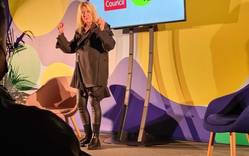 Speaker at design for planet event