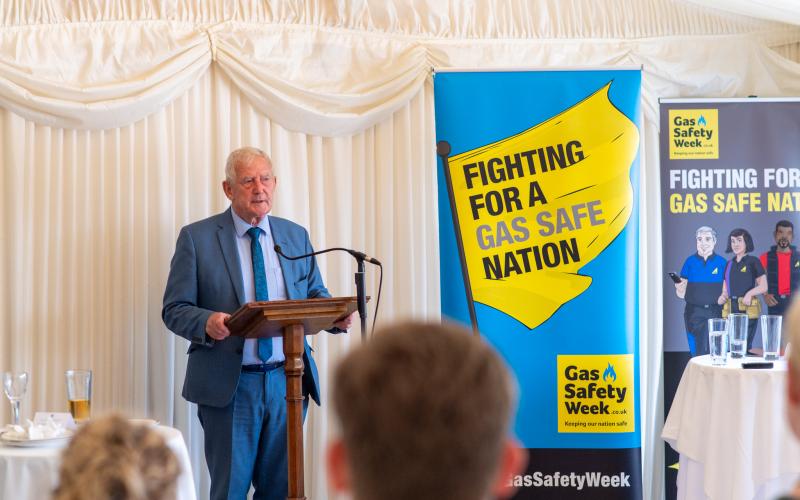 Barry Sheerman MP speaking at lectern