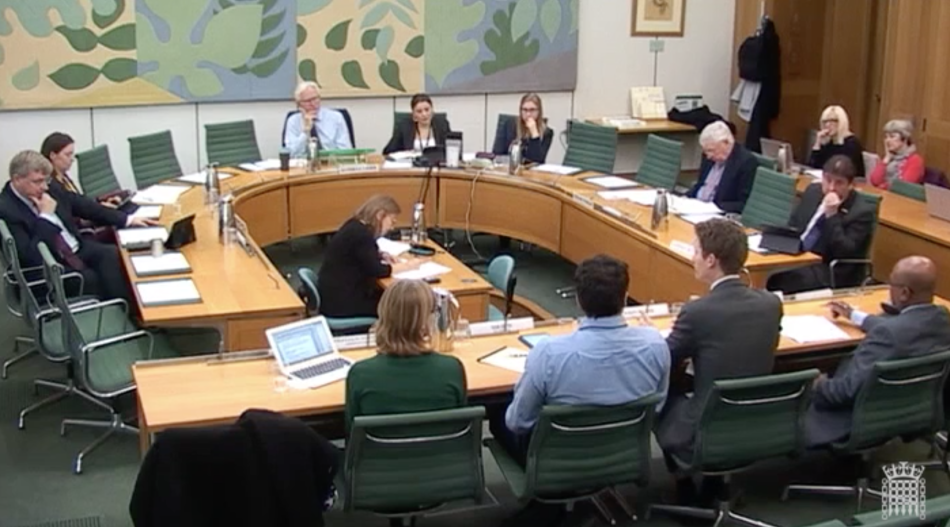 view of select committee members at a hearing