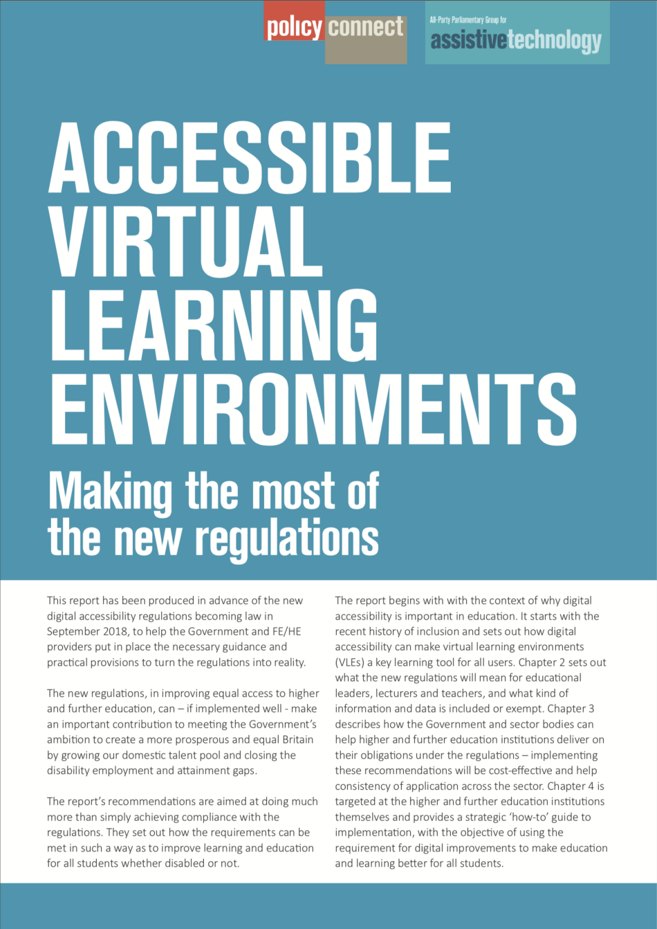 Image of report cover: Accessible Virtual Learning Environments