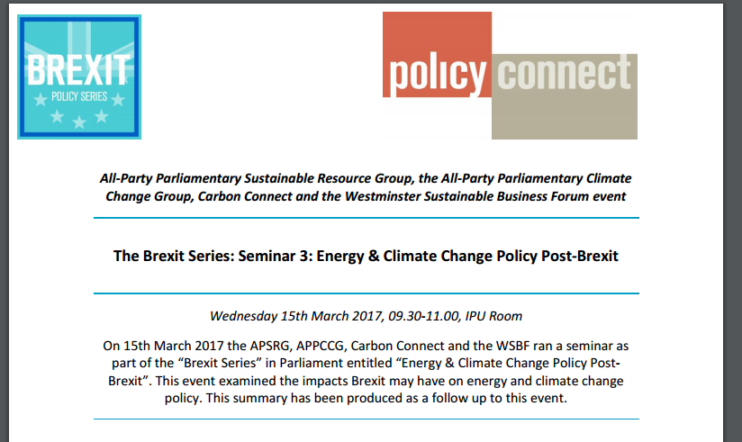 The Brexit Series: Seminar 3: Energy & Climate Change Policy Post-Brexit