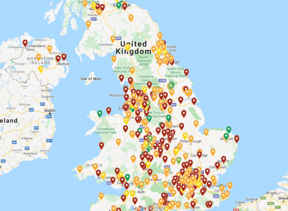 Map of accessibility statement compliance in FE and HE (source: allable.co.uk)